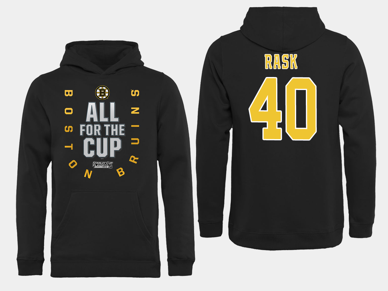 NHL Men Boston Bruins #40 Rask Black All for the Cup Hoodie